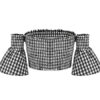 Women Plaid Off The Shoulder Short Sleeve Crop Top - Image 4