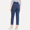 Women Plain Pocket Zipper Elastic Waist Casual Pants Trousers - Image 10