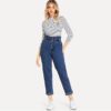 Women Plain Pocket Zipper Elastic Waist Casual Pants Trousers - Image 12
