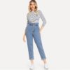 Women Plain Pocket Zipper Elastic Waist Casual Pants Trousers - Image 4