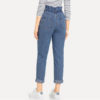 Women Plain Pocket Zipper Elastic Waist Casual Pants Trousers - Image 6