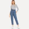 Women Plain Pocket Zipper Elastic Waist Casual Pants Trousers - Image 8
