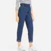 Women Plain Pocket Zipper Elastic Waist Casual Pants Trousers - Image 9