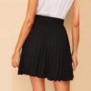 Women Preppy Black Solid Above Knee Skirt - Image 2