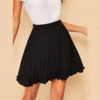 Women Preppy Black Solid Above Knee Skirt - Image 3