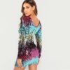 Women Round Neck Long Sleeve Night Out Party Dress - Image 3