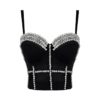Women Runway Crop Tops Diamonds chain Club Tank Tops