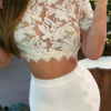 Women Sexy Lace Sheer Crop Top - Image 4