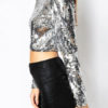 Women Sexy Sequin Long Sleeve Glitter Crop Top - Image 2