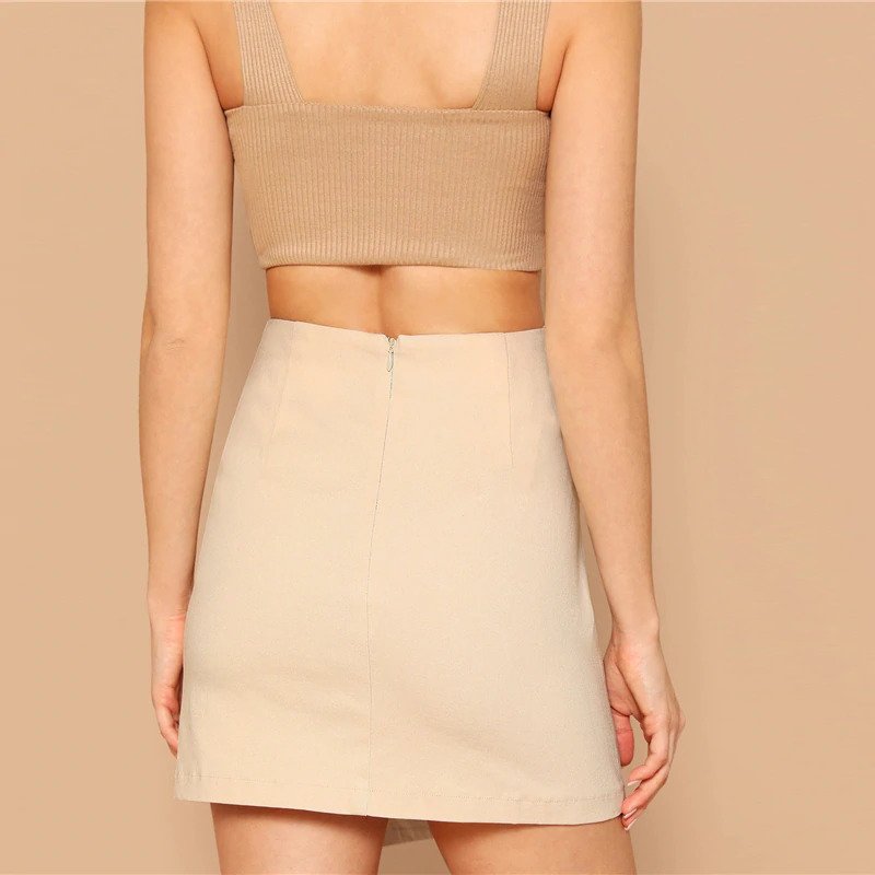 Women Sheath Skirt Mid Waist Above Knee Skirt - Image 2