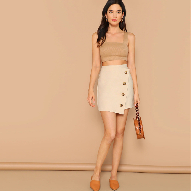 Women Sheath Skirt Mid Waist Above Knee Skirt - Image 4