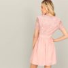 Women Short Sleeve Lace Bodice V Neck Office Lady Short Dress - Image 2