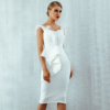 Women Short Sleeve Sexy Feather Pearl Evening Club Dress - Image 3