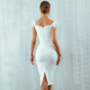 Women Short Sleeve Sexy Feather Pearl Evening Club Dress - Image 4