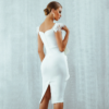 Women Short Sleeve Sexy Feather Pearl Evening Club Dress - Image 6