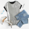 Women Silver Short Sleeve O Neck Regular Fit T-shirt - Image 2