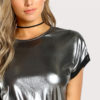 Women Silver Short Sleeve O Neck Regular Fit T-shirt - Image 12