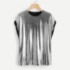 Women Silver Short Sleeve O Neck Regular Fit T-shirt - Image 3