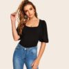 Women Slim Fit Elegant Half Sleeve Solid T shirts