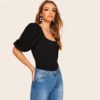 Women Slim Fit Elegant Half Sleeve Solid T shirts - Image 4