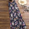 Women Spaghetti Strap Floral Printed Summer Long Maxi Dresses