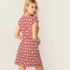 Women Stand Collar Zip Back Ditsy Floral Fit And Flare Short Slim Dress - Image 2