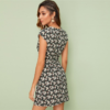 Women Stand Collar Zip Back Ditsy Floral Fit And Flare Short Slim Dress - Image 7