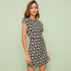 Women Stand Collar Zip Back Ditsy Floral Fit And Flare Short Slim Dress - Image 9