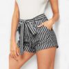 Women Striped Casual Mid Waist Shorts - Image 3