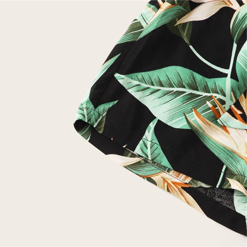 Women Tropical Print Belted Bohemian Shorts - Image 5