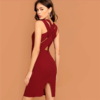 Women V Neck Party Pencil Dress Sleeveless Bodycon Dress - Image 3