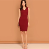 Women V Neck Party Pencil Dress Sleeveless Bodycon Dress - Image 4