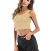 Women V Neck Sleeveless Knitted Crop Top - Image 4