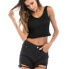 Women V Neck Sleeveless Knitted Crop Top - Image 5