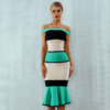 Women Vestidos Sexy Slash Neck Off Shoulder Evening Party Dress - Image 3