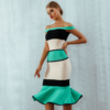 Women Vestidos Sexy Slash Neck Off Shoulder Evening Party Dress - Image 4