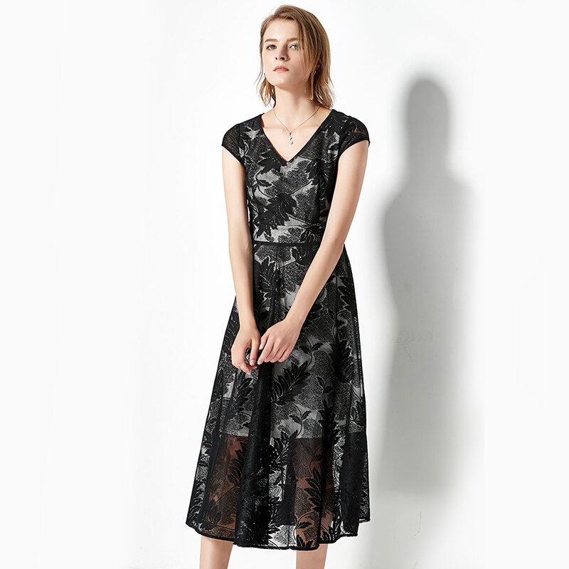 Women elegant lace print Vestidos long party dress - Image 5