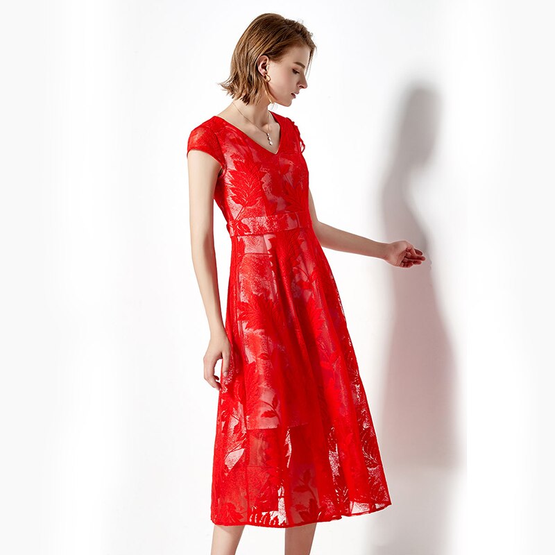 Women elegant lace print Vestidos long party dress - Image 3