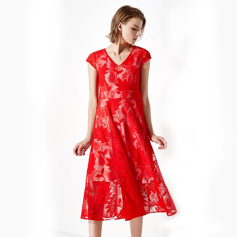 Women elegant lace print Vestidos long party dress - Image 4