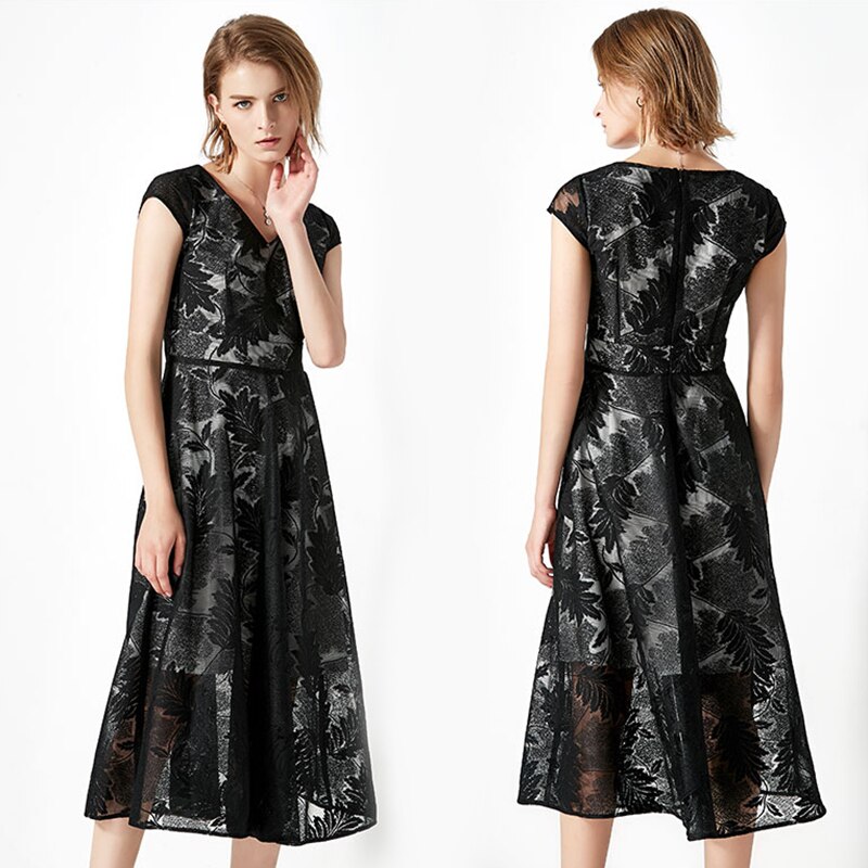 Women elegant lace print Vestidos long party dress - Image 6