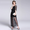 Women mesh elegant sexy lace long party dress