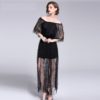 Women mesh elegant sexy lace long party dress - Image 2