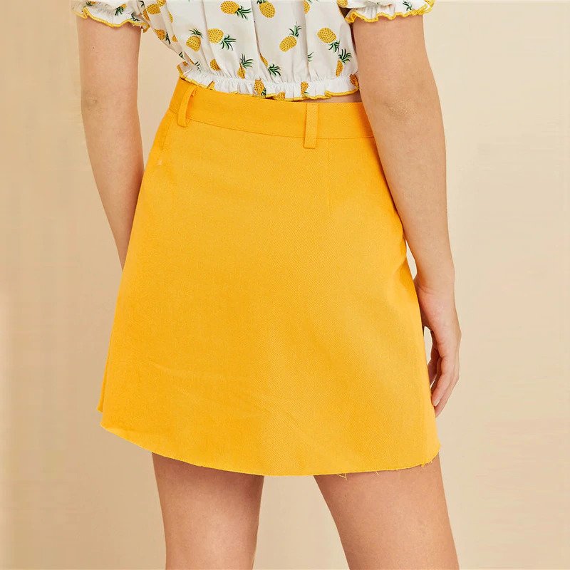 Womens Boho Mid Waist Skirt Solid Casual Cotton A Line Skirt - Image 3