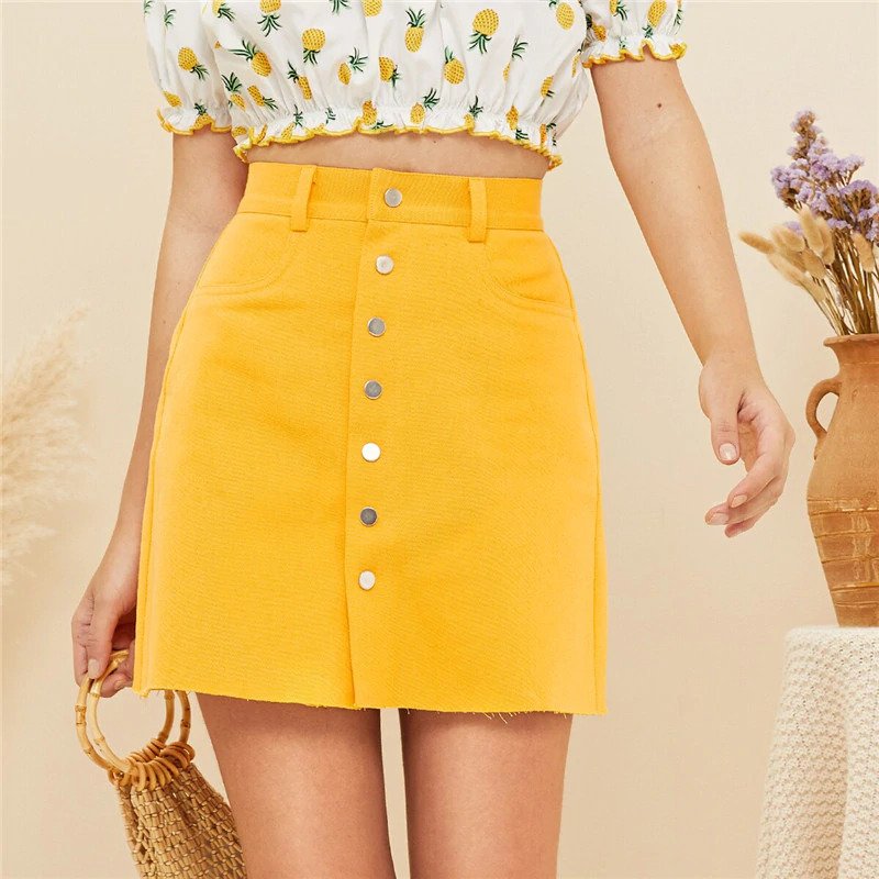Womens Boho Mid Waist Skirt Solid Casual Cotton A Line Skirt