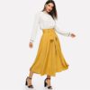 Womens Elegant Casual Long A Line Plain Skirt - Image 4