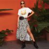 Womens Mid Waist Casual Vacation Sexy Flared Long Skirt - Image 5