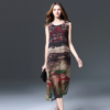 Women's fat mm hand-painted landscape painting chiffon Plus size Dress