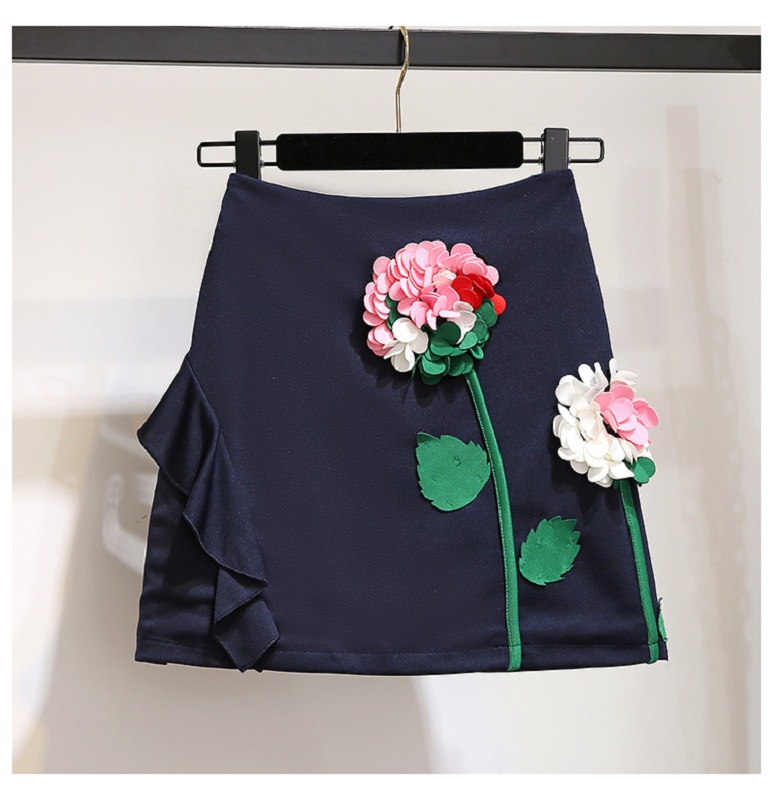 women's sets sexy one shoulder white ruffles chiffon tops flower embroidery mini skirt - Image 4