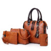 4 PCS Women Faux Leather Handbags Vintage Multi-function Crossbody Bags