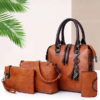 4 PCS Women Faux Leather Handbags Vintage Multi-function Crossbody Bags - Image 5
